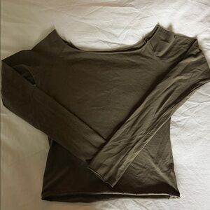 Brandy Melville Olive Long Sleeve Crop Top